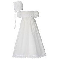 Girls 26‚Ä≥ Cotton Christening Gown with Italian Lace