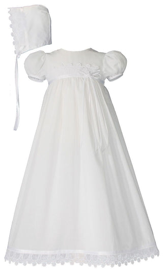 Girls 26‚Ä≥ Cotton Christening Gown with Italian Lace - SALE - 18 Month Old