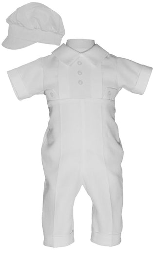 Boys Waffle Pique Christening Baptism Coverall - SALE - Size Large - 12 Month Old