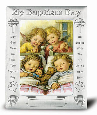 Guardian Angels With Twins Pic In Pewter Baptism Frame