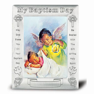 Guardian Angel with Latern Pictur In Pewter Baptism Frams