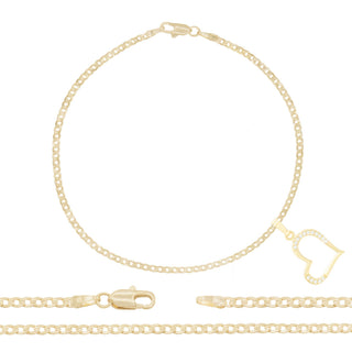 CZ Heart Charm 14K Gold Filled Anklet 10" Women Jewelry