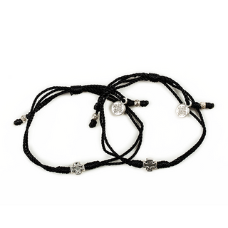 Prayer Partner Bracelets Black Silver Metal