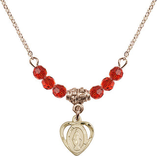 18-Inch Gold Plated Necklace with 4mm Ruby Beads