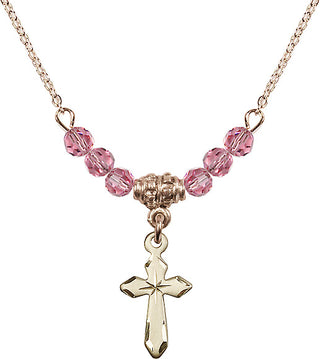 18-Inch Gold Plated Necklace with 4mm Rose Beads