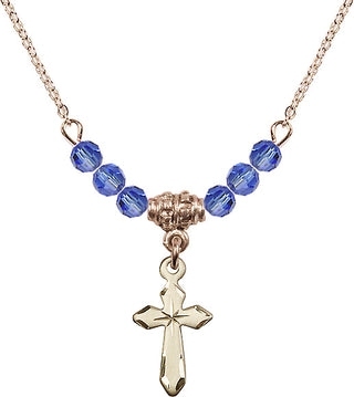 18-Inch Gold Plated Necklace with 4mm Sapphire Beads