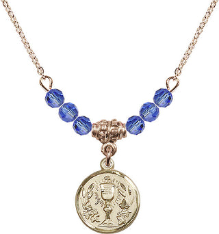 18-Inch Gold Plated Necklace with 4mm Sapphire Beads