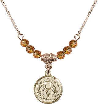 18-Inch Gold Plated Necklace with 4mm Topaz Beads