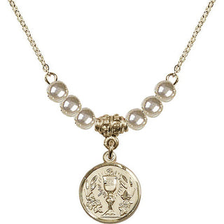 18-Inch Gold Plated Necklace with 4mm Faux-Pearl Beads