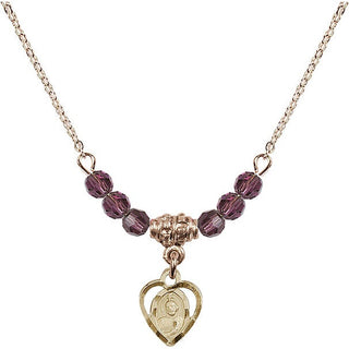 18" Hamilton Gold Plated Necklace with 4mm Amethyst Crystal Beads featuring a 14kt Gold Filled Saint Jude Medal. Engraved Catholic Saint Jewelry