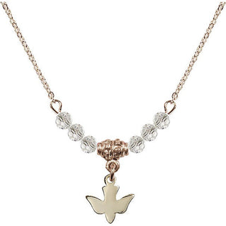 18" Hamilton Gold Plated Necklace with 4mm Crystal Beads featuring a 14kt Gold Filled Holy Spirit Medal.