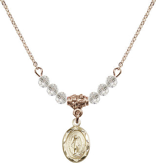 18" Hamilton Gold Plated Necklace with 4mm Crystal Beads featuring a 14kt Gold Filled Miraculous Medal.