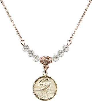 18" Hamilton Gold Plated Necklace with 4mm Crystal Beads featuring a 14kt Gold Filled Scapular Medal.
