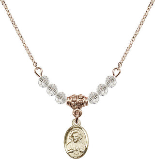 18" Hamilton Gold Plated Necklace with 4mm Crystal Beads featuring a 14kt Gold Filled Scapular Medal.