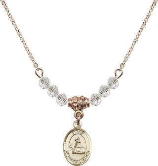 18" Hamilton Gold Plated Necklace with 4mm Crystal Beads featuring a 14kt Gold Filled First Reconciliation Medal.