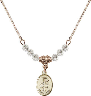 18" Hamilton Gold Plated Necklace with 4mm Crystal Beads featuring a 14kt Gold Filled Matrimony Medal.