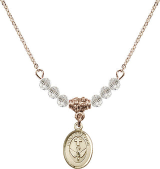 18" Hamilton Gold Plated Necklace with 4mm Crystal Beads featuring a 14kt Gold Filled Confirmation Medal.