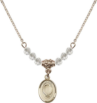 18" Hamilton Gold Plated Necklace with 4mm Crystal Beads featuring a 14kt Gold Filled Baptism Medal.