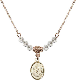 18" Hamilton Gold Plated Necklace with 4mm Crystal Beads featuring a 14kt Gold Filled Chalice Medal.