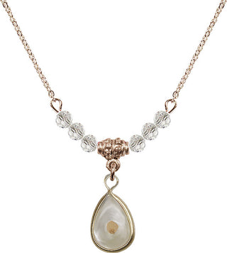 18" Hamilton Gold Plated Necklace with 4mm Crystal Beads featuring a 14kt Gold Filled Mustard Seed Medal.