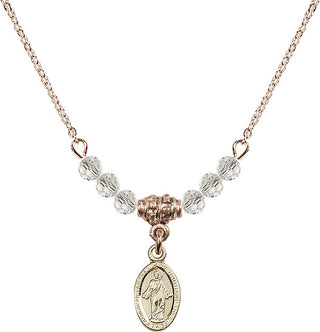 18" Hamilton Gold Plated Necklace with 4mm Crystal Beads featuring a 14kt Gold Filled Scapular Medal.