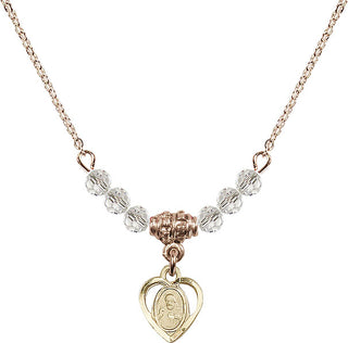 18" Hamilton Gold Plated Necklace with 4mm Crystal Beads featuring a 14kt Gold Filled Scapular Medal.