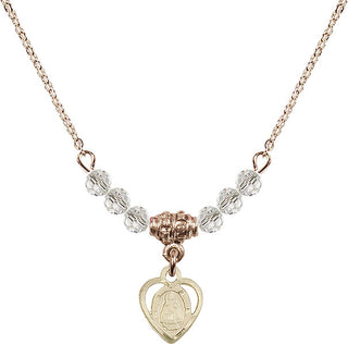 18" Hamilton Gold Plated Necklace with 4mm Crystal Beads featuring a 14kt Gold Filled Infant Medal. Engraved Catholic Saint Jewelry