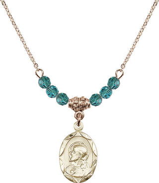 18" Hamilton Gold Plated Necklace with 4mm Zircon Crystal Beads featuring a 14kt Gold Filled Scapular Medal.