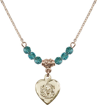 18" Hamilton Gold Plated Necklace with 4mm Zircon Crystal Beads featuring a 14kt Gold Filled Heart / Communion Medal.