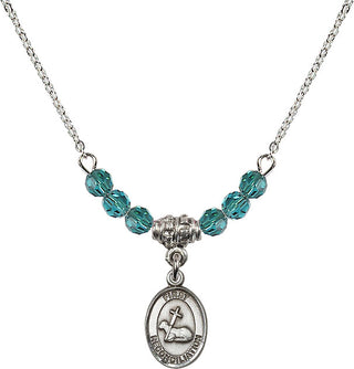 18" Rhodium Plated Necklace with 4mm Zircon Crystal Beads featuring a Sterling Silver First Reconciliation Medal.