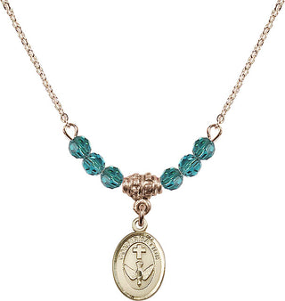 18" Hamilton Gold Plated Necklace with 4mm Zircon Crystal Beads featuring a 14kt Gold Filled Confirmation Medal.