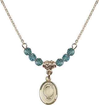 18" Hamilton Gold Plated Necklace with 4mm Zircon Crystal Beads featuring a 14kt Gold Filled Baptism Medal.