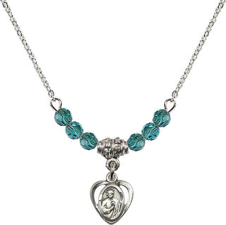 18" Rhodium Plated Necklace with 4mm Zircon Crystal Beads featuring a Sterling Silver Saint Jude Medal. Engraved Catholic Saint Jewelry