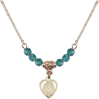 18" Hamilton Gold Plated Necklace with 4mm Zircon Crystal Beads featuring a 14kt Gold Filled Infant Medal. Engraved Catholic Saint Jewelry
