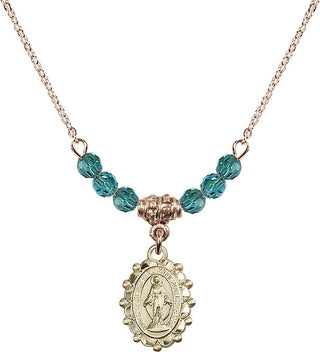 18" Hamilton Gold Plated Necklace with 4mm Zircon Crystal Beads featuring a 14kt Gold Filled Miraculous Medal.