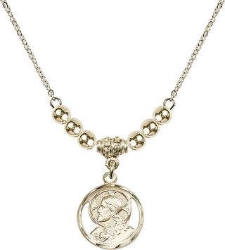 18" Hamilton Gold Plated Necklace with 4mm 14kt Gold Filled Beads featuring a 14kt Gold Filled Scapular Medal.