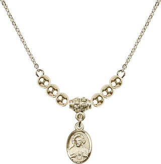 18" Hamilton Gold Plated Necklace with 4mm 14kt Gold Filled Beads featuring a 14kt Gold Filled Scapular Medal.