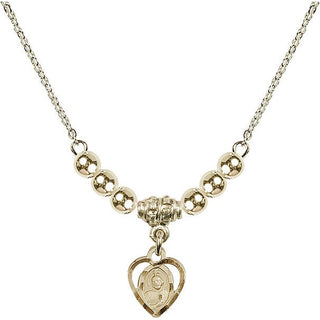 18" Hamilton Gold Plated Necklace with 4mm 14kt Gold Filled Beads featuring a 14kt Gold Filled Saint Jude Medal. Engraved Catholic Saint Jewelry
