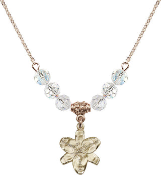 18" Hamilton Gold Plated Necklace with 4mm Crystal Beads featuring a 14kt Gold Filled Chastity Medal.