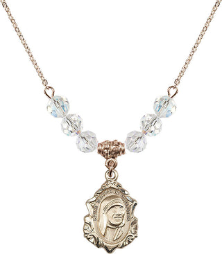 18" Hamilton Gold Plated Necklace with 4mm Crystal Beads featuring a 14kt Gold Filled Saint Teresa of Calcutta Medal.