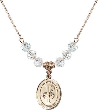 18" Hamilton Gold Plated Necklace with 4mm Crystal Beads featuring a 14kt Gold Filled Matrimony Medal.
