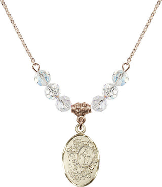 18" Hamilton Gold Plated Necklace with 4mm Crystal Beads featuring a 14kt Gold Filled Miraculous Medal.