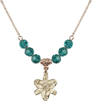 18" Hamilton Gold Plated Necklace with 4mm Zircon Crystal Beads featuring a 14kt Gold Filled Chastity Medal.