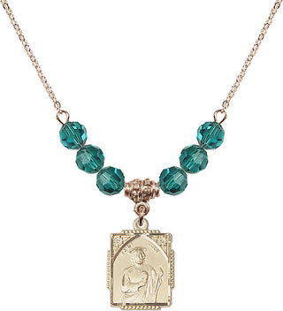 18" Hamilton Gold Plated Necklace with 4mm Zircon Crystal Beads featuring a 14kt Gold Filled Saint Jude Medal. Engraved Catholic Saint Jewelry
