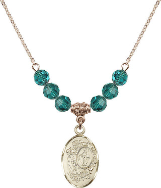 18" Hamilton Gold Plated Necklace with 4mm Zircon Crystal Beads featuring a 14kt Gold Filled Miraculous Medal.