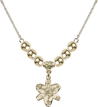 18" Hamilton Gold Plated Necklace with 6mm 14kt Gold Filled Beads featuring a 14kt Gold Filled Chastity Medal.