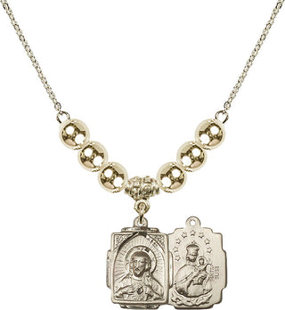 18" Hamilton Gold Plated Necklace with 6mm 14kt Gold Filled Beads featuring a 14kt Gold Filled Scapular Medal.