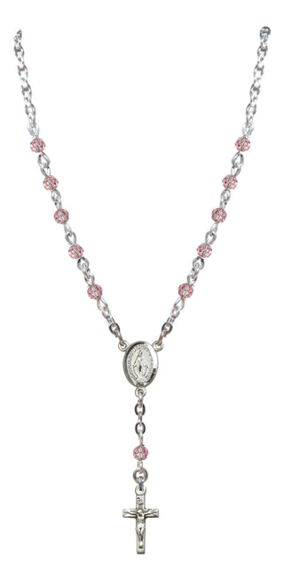 Sterling Silver 6mm Miraculous Necklace Rosary