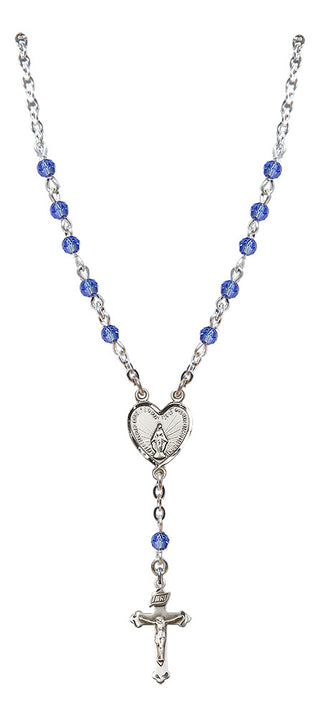 Sterling Silver 4mm Miraculous Necklace Rosary