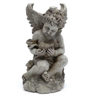 Cherub with Dove Table - 19-inch — Antique Stone finish